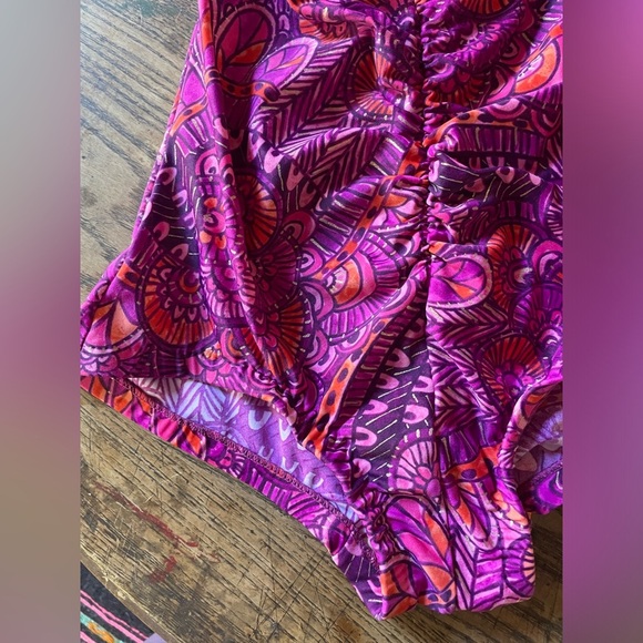 Maxine of Hollywood One Piece Swimsuit Retro Style Shirred Girl Leg Psychedelic - Picture 3 of 15